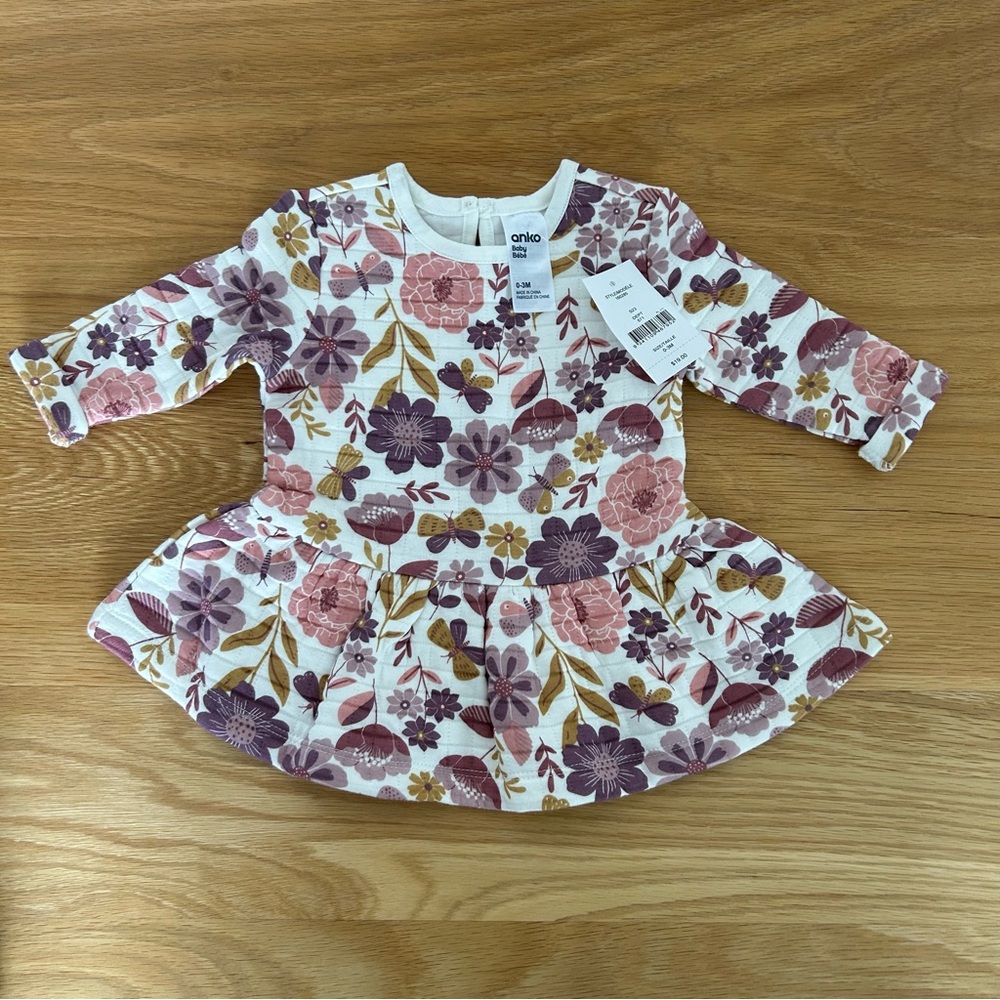 Anko floral cotton quilted style baby girl sweater dress